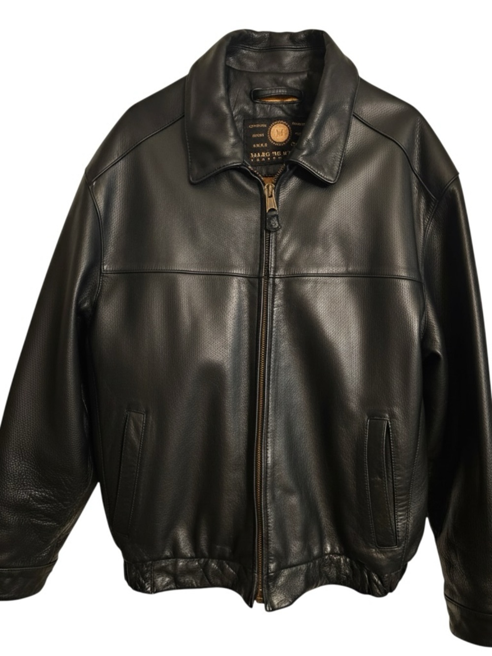 Marc New York Andrew Marc Black Leather Bomber Jacket XL Genuine Leather Quilted